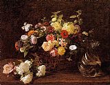 Basket of Flowers by Henri Fantin-Latour